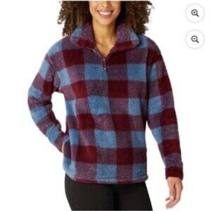 Eddie Bauer Buffalo Plaid Sherpa Fleece Half Zip Pullover Women’s XL